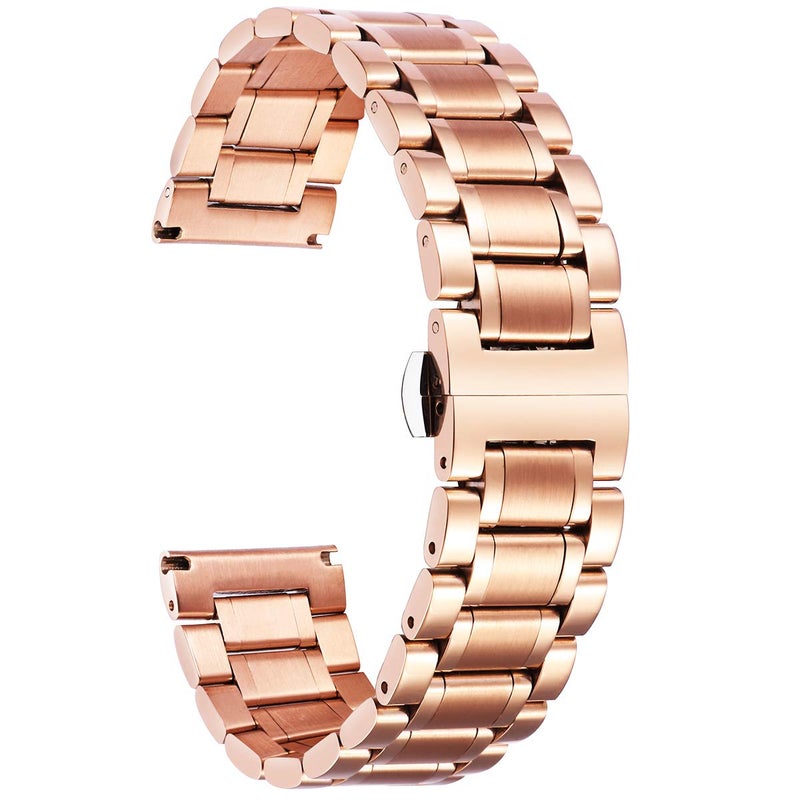BINLUN Stainless Steel Watch Bands Quick Release 12mm-24mm Universal Metal Replacement Watch Straps SmartWatch Bracelets Links Straight & Curved Ends Men Women 6 Colors(Rose-Gold,24mm) - Image 1